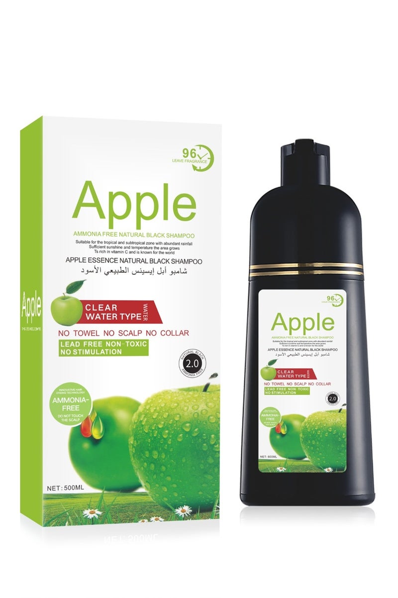 CLEAR Apple Hair Color Shampoo Natural Black 2.0 Long Lasting Color Up to 96 Hours 500ml - Image 2