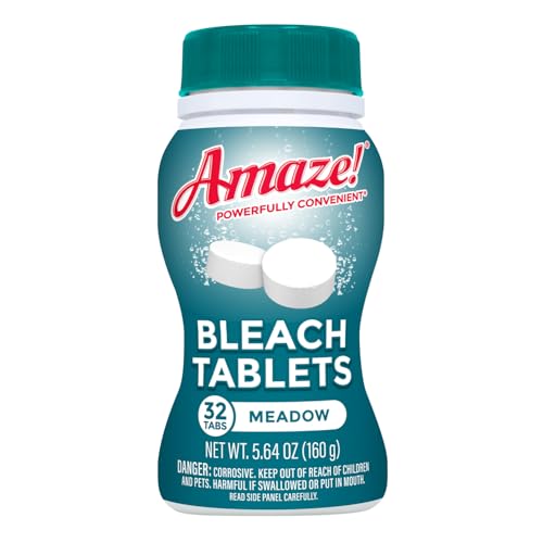AMAZE Ultra Concentrated Bleach Tablets [32 tablets] - Meadow Scent - for Laundry, Toilet, and Multipurpose Home Cleaning. No Splash Liquid Bleach Alternative - Image 1
