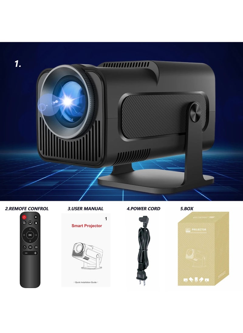 DIGI CORE - New HY320 Mini Portable Auto Keystone Projector, Native 1080P Smart Projector FHD 4K Supported 10000 Lumens With WiFi 6, BT 5.0, 180 Degree Rotation, Built-in Android 11.0 Built In Speaker Video Projector Outdoor Projector 390 ASNI Compatible With TV Stick/HDMI/USB/PS5/iOS/PS4 Black - Image 1