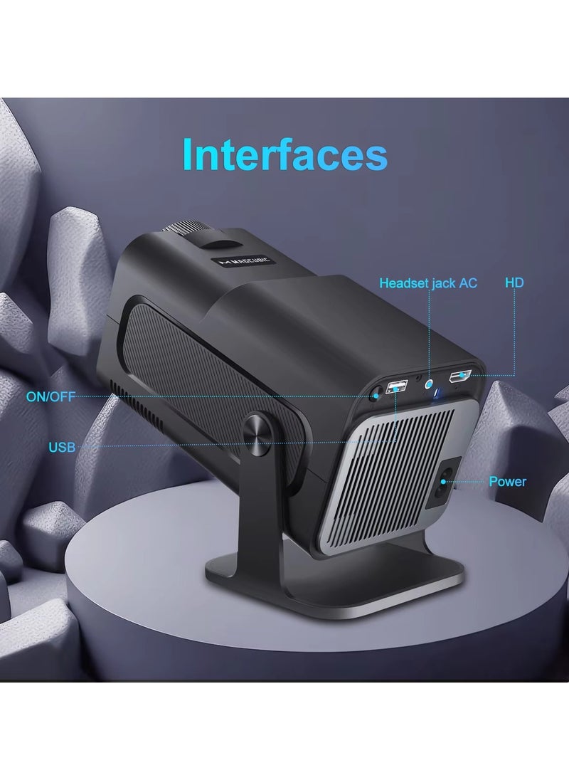 DIGI CORE - New HY320 Mini Portable Auto Keystone Projector, Native 1080P Smart Projector FHD 4K Supported 10000 Lumens With WiFi 6, BT 5.0, 180 Degree Rotation, Built-in Android 11.0 Built In Speaker Video Projector Outdoor Projector 390 ASNI Compatible With TV Stick/HDMI/USB/PS5/iOS/PS4 Black - Image 1