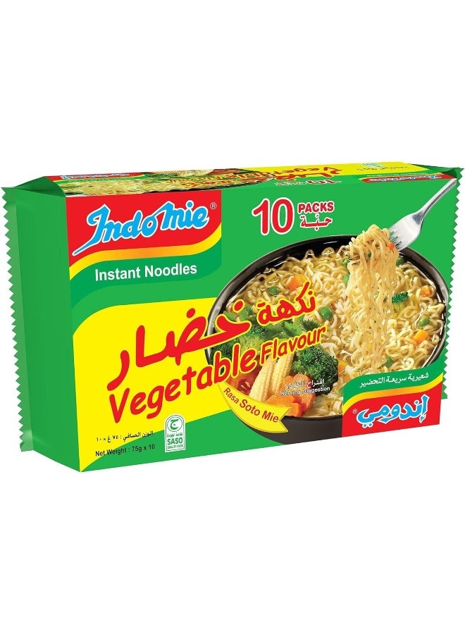 Indomie Soto Instant Noodles, Vegetable Flavour with Seasoning Powder and Sauce (Pack of 10 - 75 g Each) - Image 1