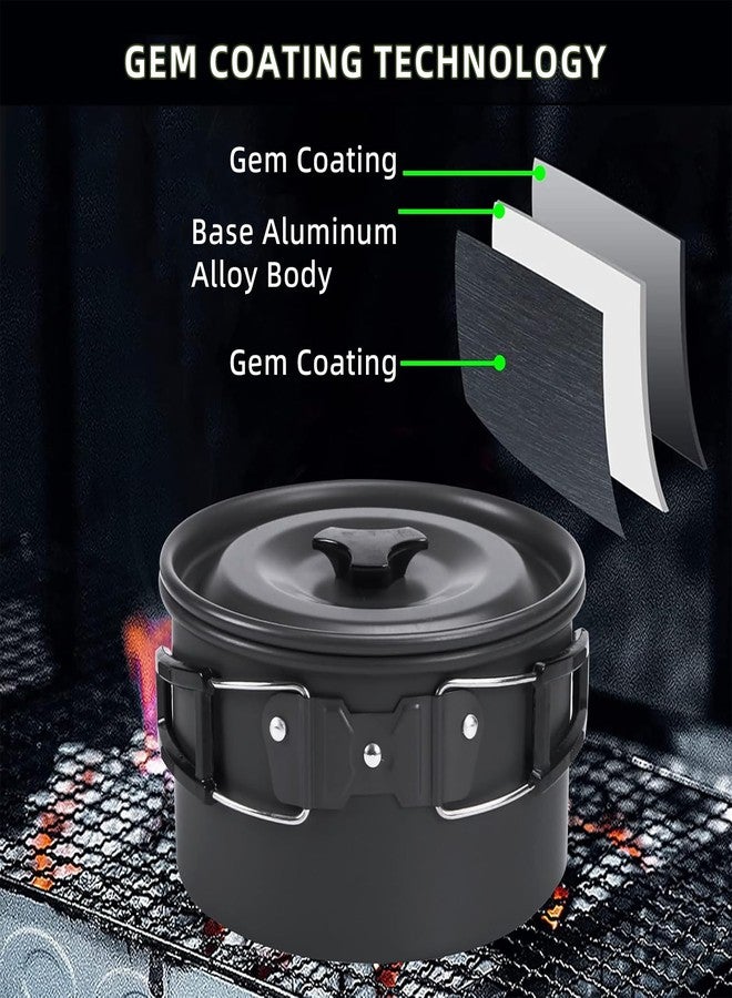 aiGear Camping Cooking Set Cookware Mess Kit with Storage Bag Pot Pan and Teapot Set Camping Accessories for Outdoor Camping Hiking Picnic Portable and Lightweight Aluminum Color Black (CC01BK05) - Image 4