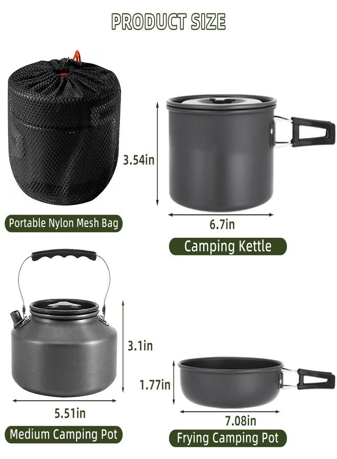 aiGear Camping Cooking Set Cookware Mess Kit with Storage Bag Pot Pan and Teapot Set Camping Accessories for Outdoor Camping Hiking Picnic Portable and Lightweight Aluminum Color Black (CC01BK05) - Image 5