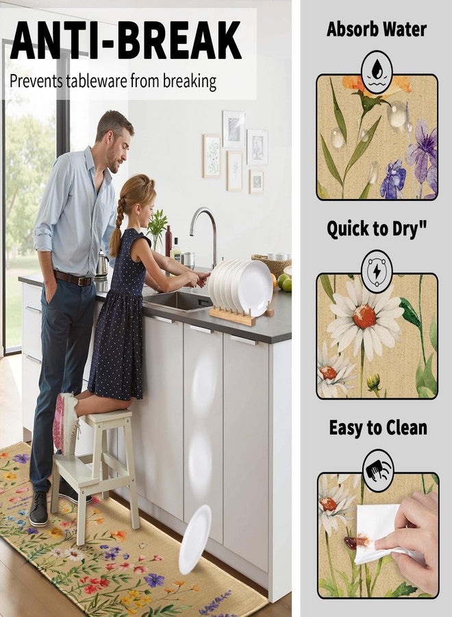 Aytipun Floral Kitchen Mats for Floor Set of 2,Spring Summer Watercolor Colorful Wildflower Kitchen Rugs,Non Slip Washable Absorbent Kitchen Runner Rugs,17x30 and 17x47 Inch - Image 5