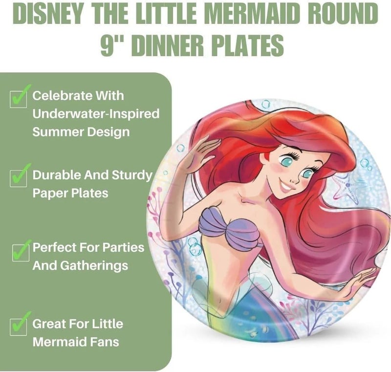 Unique Multicolor Disney The Little Mermaid Round Dinner Plates 9 8 Count  Enchanting Party Supplies for All Occasions Perfect for Birthdays  Themed Events - Image 5