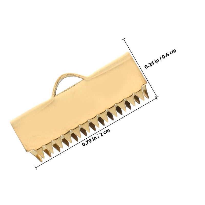 20pcs Gold Crimp End Clasps with Teeth for Bracelet Necklace Leather DIY Jewelry - Image 3