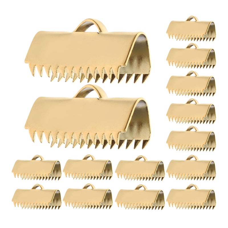 20pcs Gold Crimp End Clasps with Teeth for Bracelet Necklace Leather DIY Jewelry - Image 2