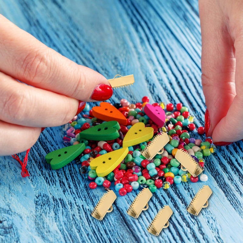 20pcs Gold Crimp End Clasps with Teeth for Bracelet Necklace Leather DIY Jewelry - Image 5