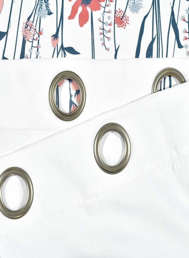 Lush Decor Clarissa Floral Light Filtering Window Curtain Panel Pair, 95" L x 52" W, Blue & Coral - Image 4