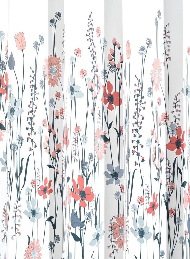 Lush Decor Clarissa Floral Light Filtering Window Curtain Panel Pair, 95" L x 52" W, Blue & Coral - Image 5