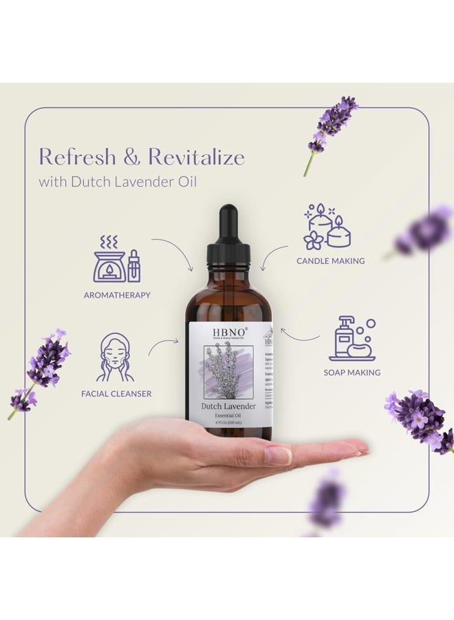 hbno California Bottled Dutch Lavender Essential Oil 4 fl oz (120ml) - Natural Lavender Oil for Skin, Perfect for Cleaning, Aromatherapy, DIY & Diffuser - Image 3
