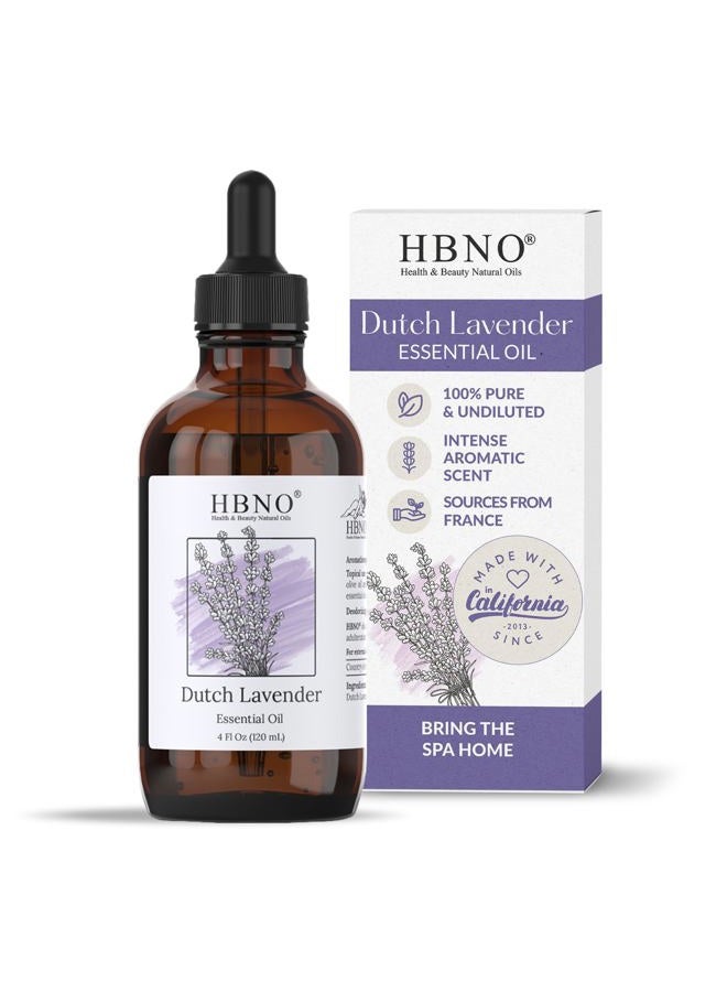 hbno California Bottled Dutch Lavender Essential Oil 4 fl oz (120ml) - Natural Lavender Oil for Skin, Perfect for Cleaning, Aromatherapy, DIY & Diffuser - Image 1