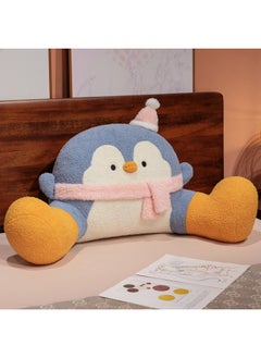 Cartoon Cloud Velvet Penguin Bedside Cushion Large Backrest Office Chair Soft Bag Waist Pillow Sofa Pillow-Specifications:85*45cm-Color:Blue