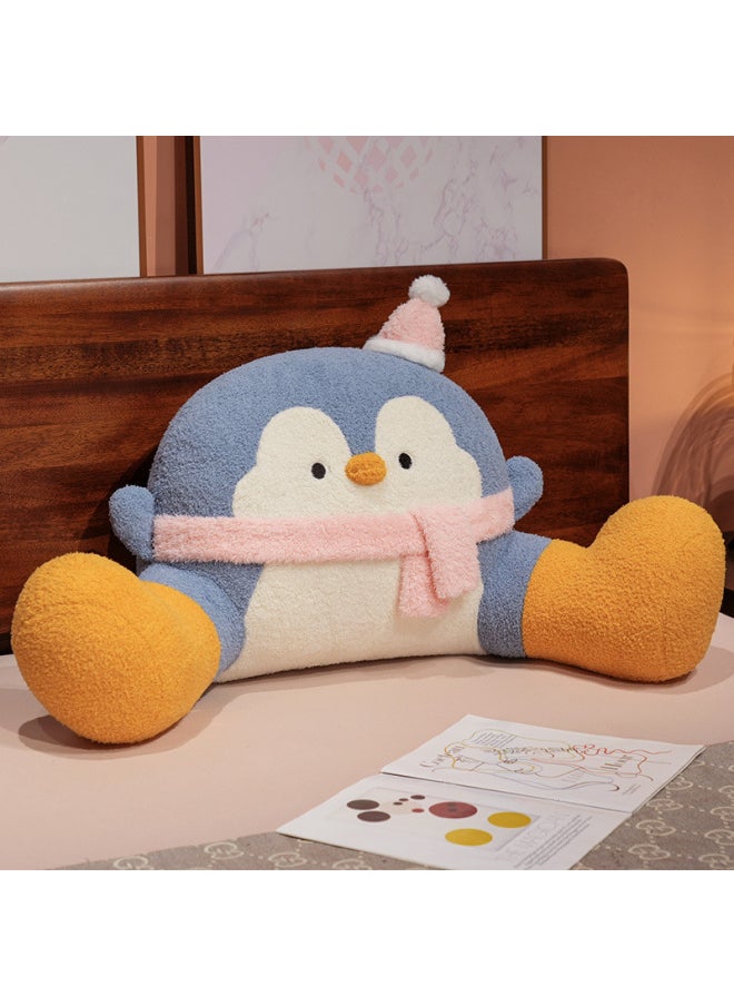 null - Cartoon Cloud Velvet Penguin Bedside Cushion Large Backrest Office Chair Soft Bag Waist Pillow Sofa Pillow-Specifications:85*45cm-Color:Blue - Image 1