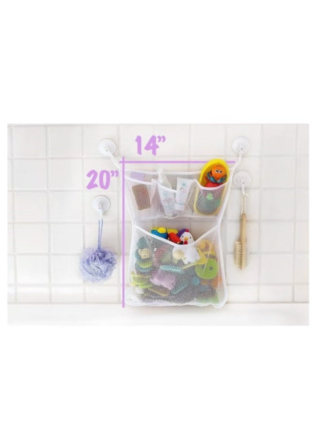 Bath Toy Organizer - Xl Baby Bath Toys Bin with 3 Extra Pockets for Soaps & Shampoos Mold Resistant Quick Dry Mesh - Image 2