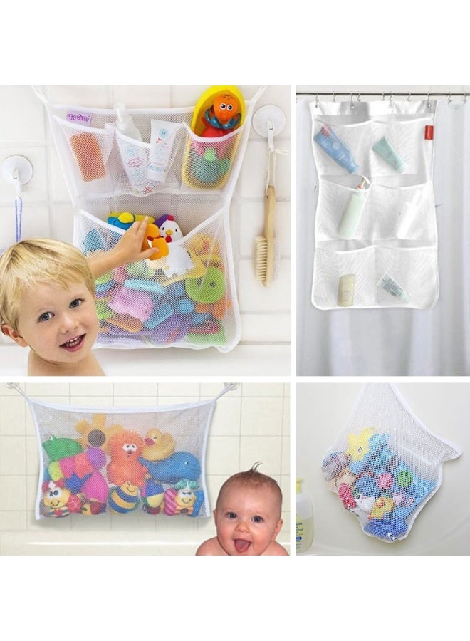 Bath Toy Organizer - Xl Baby Bath Toys Bin with 3 Extra Pockets for Soaps & Shampoos Mold Resistant Quick Dry Mesh - Image 4