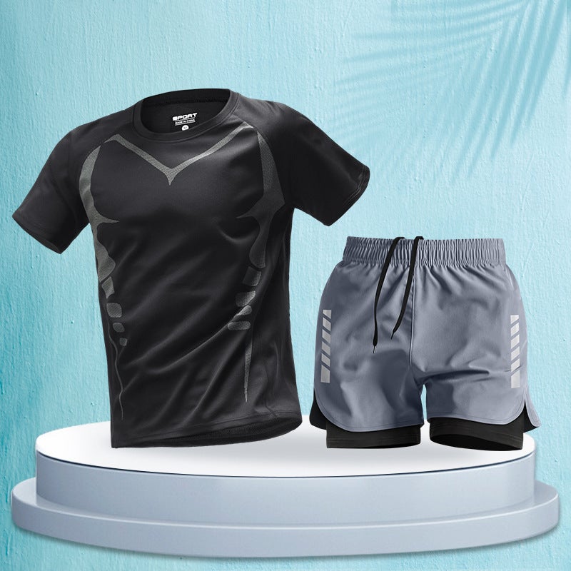 Marathon Professional Running Men's Sports Suit - Summer Quick-Drying Shorts &  Tee