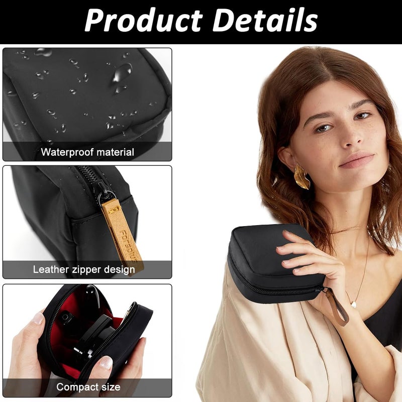 May Create MAYCREATE Nylon Mini Lipstick Pouch, Small Makeup Pouch, 3.9''x3.9'' Pouches for Women, Zipper Coin Purse Pouch, Waterproof Oxford Travel Makeup Bag Organizer with Handstrap - Image 3