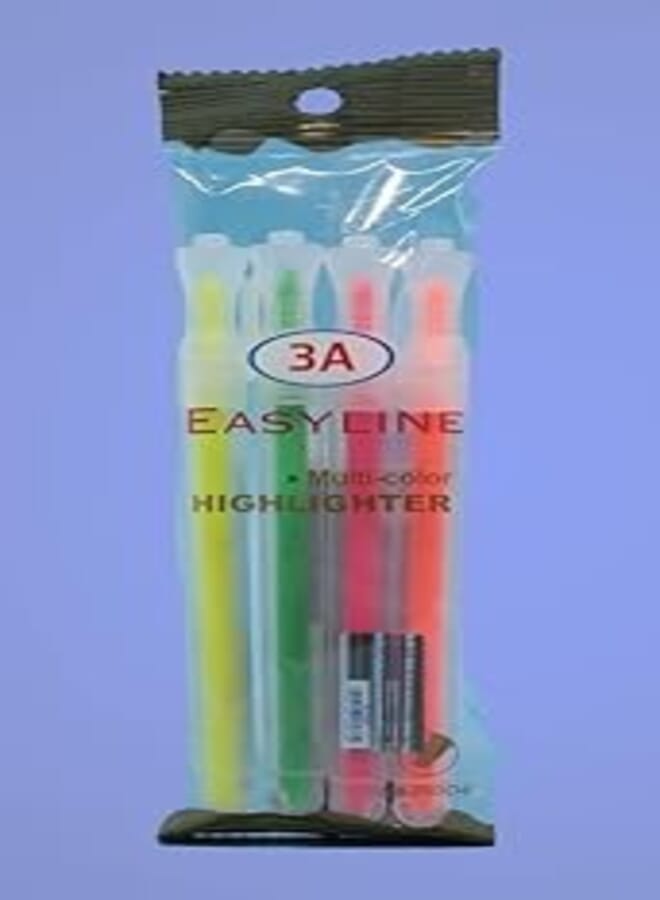 3A 706/703-O4 Easy Line Phosphorescent Pens 4-Pieces Set 4.5 ml, Multicolor