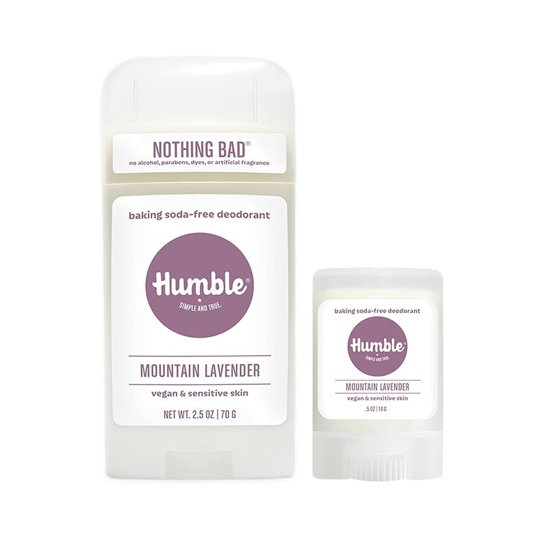 HUMBLE SIMPLE AND TRUE. HUMBLE BRANDS Aluminum-Free Deodorant, Vegan and Cruelty- free, Formulated for Sensitive Skin, Sensitive Mountain Lavender Deodorant Full & Travel Pack 