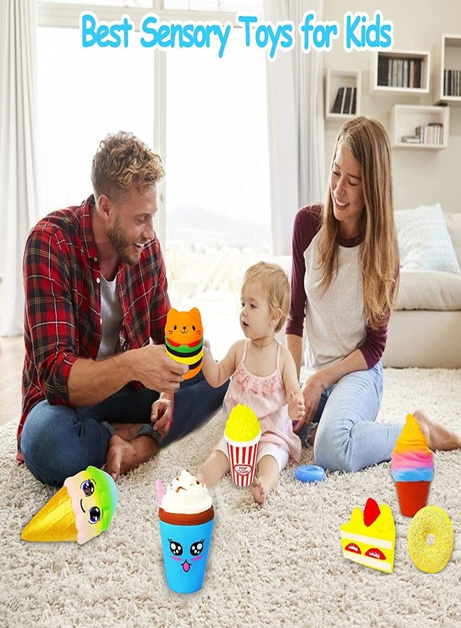Osowake 7 pcs Slow Rising squishies Squishy Toys Jumbo squishies, Hamburger Popcorn Cake Ice Cream Pizza Kawaii Squishy Toys or Stress Relief Squeeze Toys Party Favors for Kids Adults Decorative Props（Random colors） - Image 5