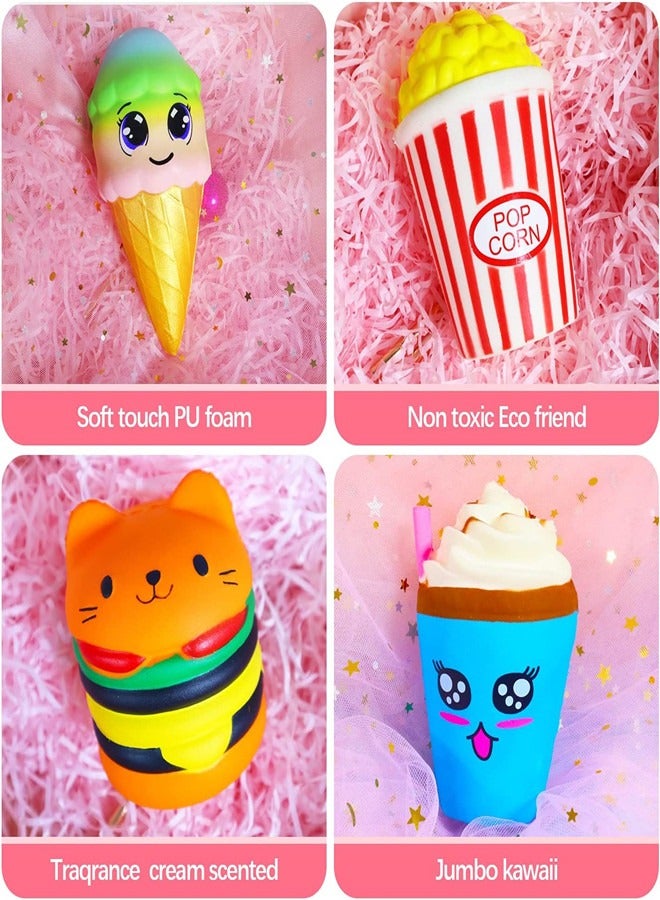 Osowake 7 pcs Slow Rising squishies Squishy Toys Jumbo squishies, Hamburger Popcorn Cake Ice Cream Pizza Kawaii Squishy Toys or Stress Relief Squeeze Toys Party Favors for Kids Adults Decorative Props（Random colors） - Image 2