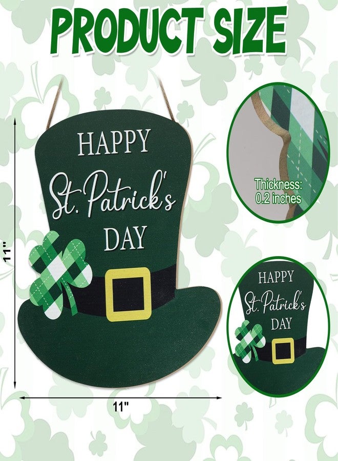 Yewfold St. Patrick's Day Door Decorations, Hanging Wooden St Patricks Day Shamrock Door Sign for Wall Home Irish Party Decorations (Hat) - Image 2