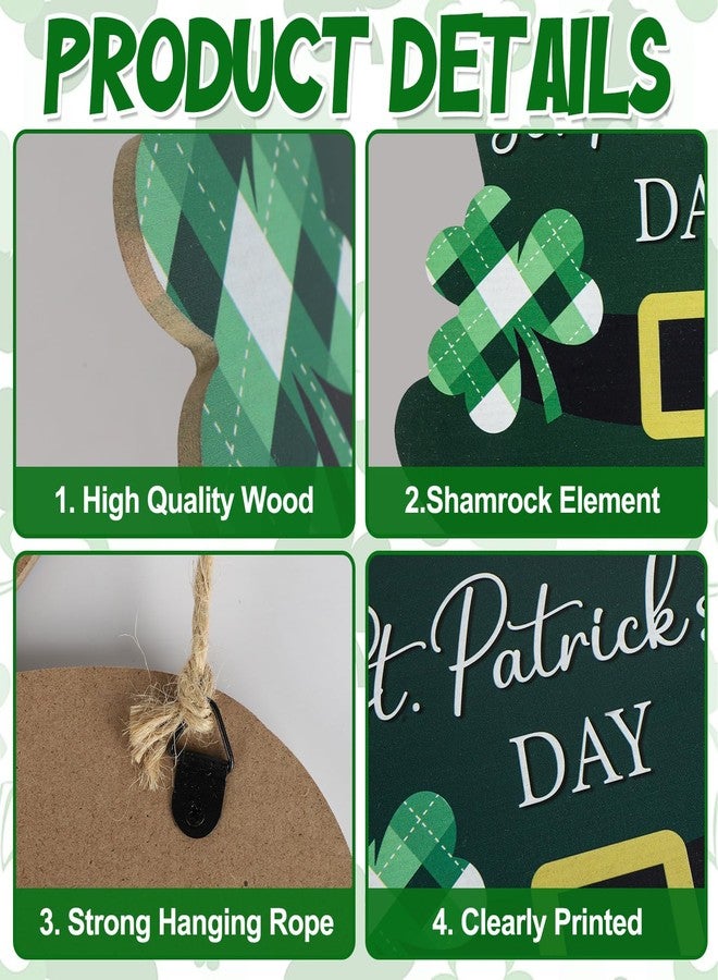 Yewfold St. Patrick's Day Door Decorations, Hanging Wooden St Patricks Day Shamrock Door Sign for Wall Home Irish Party Decorations (Hat) - Image 3