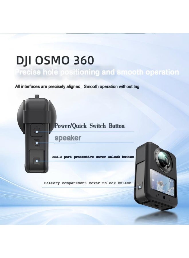 طقم حماية لكاميرا DJI Osmo 360، حافظة من السيليكون، واقي عدسة، غطاء عدسة سيليكون، حبل مكون من قطعتين واقي شاشة DJI Osmo 360 Action Camer Accessories Kit - Image 3