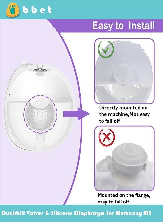 bbet 3pcs Duckbill Valves & pcs Silicone Diaphragm for Momcozy M5, Wearable Breastpump, Breast Pump Replacement Parts, Breastfeeding Essential Accessories - Image 1