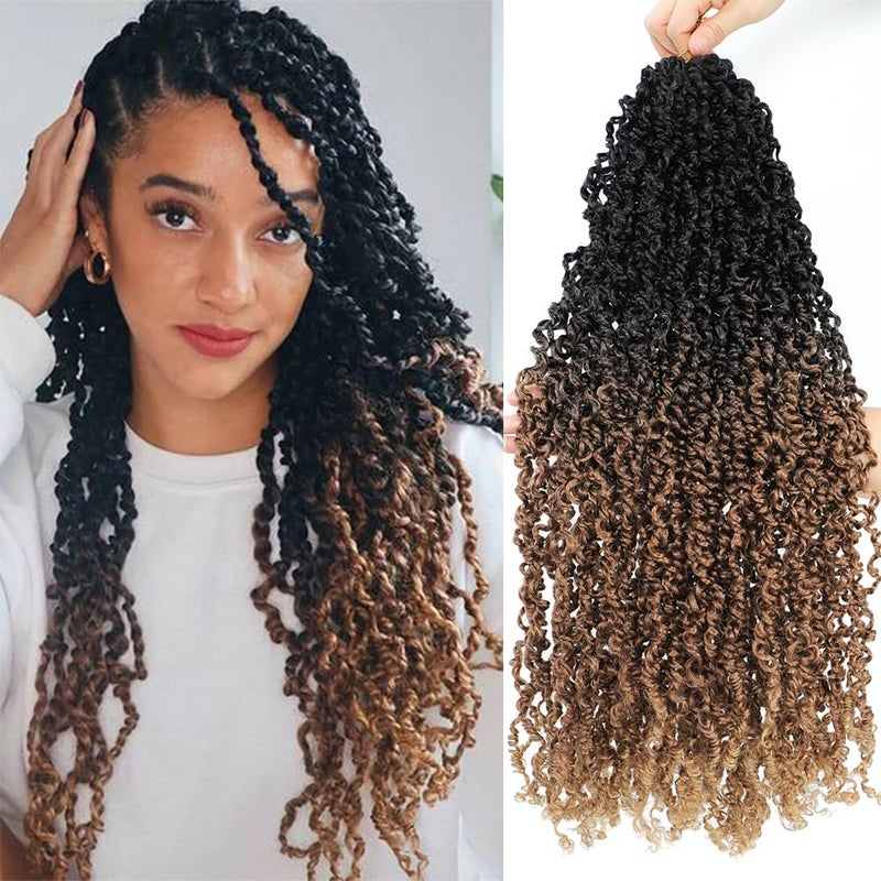 SOKU Passion Twist Crochet Hair 20" - 8 Packs Pre Twisted Senegalese Twist Crochet Hair Ombre Brown Honey Blonde Majesty Pre-looped Synthetic Dreadlocks Bohemian Locs for Women