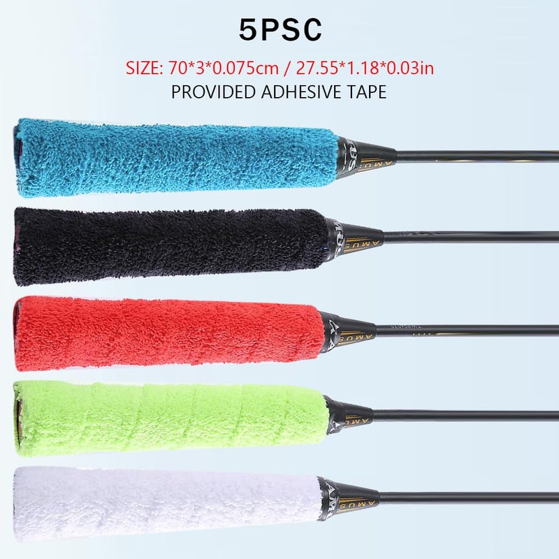 Proberos ® 5 عبوات مجموعة قبضة منشفة مضرب كرة الريشة، قبضة منشفة قطنية مضادة للانزلاق لمضرب كرة الريشة، شريط قبضة منشفة لمضرب كرة الريشة وقضيب الصيد - Image 2