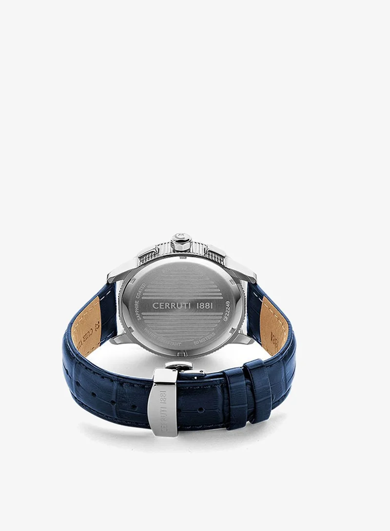 CERRUTI 1881 Mens Round Shape Leather Band Analog Wrist Watch CIWGF2224901 44 mm Navy