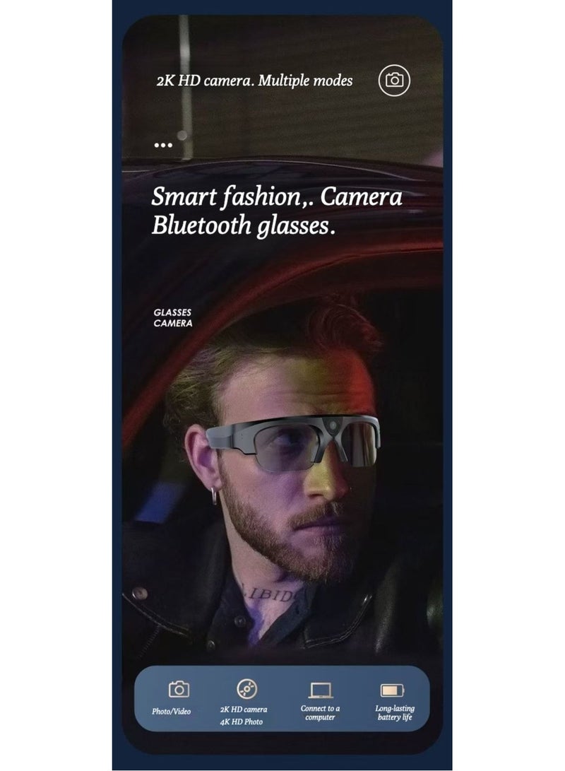 Smart Bluetooth music head-mounted camera glasses, high-tech high-definition recording and video glasses, ai glasses  - Image 2