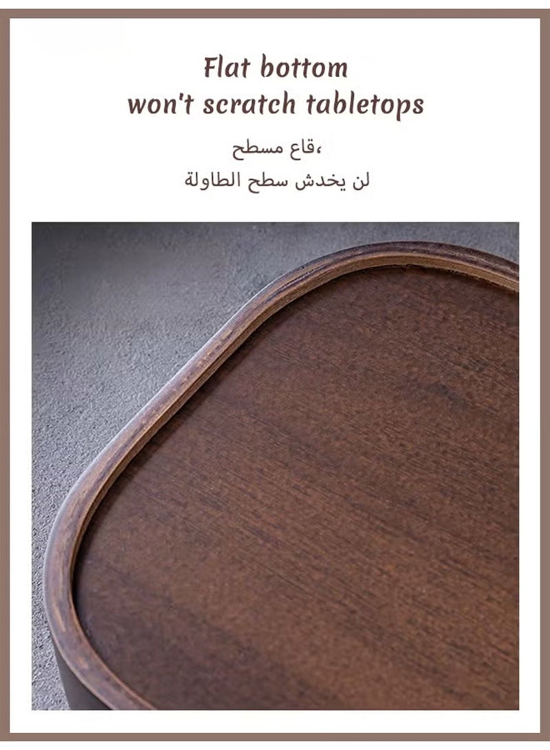 Vonqu Wooden Serving Tray with Detachable Placemat, Bamboo Tea & Coffee Tray with Handles, Multipurpose Breakfast Drink and Snack Tray for Dining, Kitchen & Home Décor - Image 3