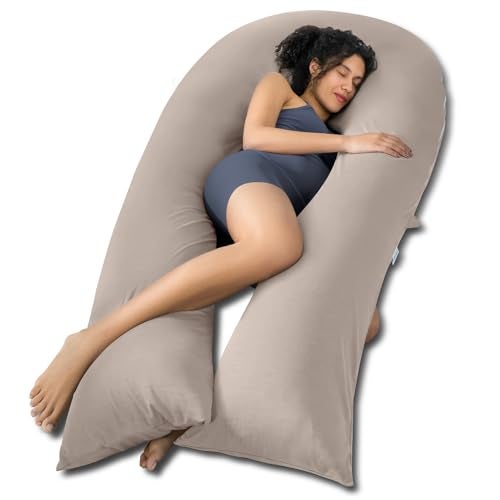 QUEEN ROSE Extra Long U Shaped Body Pillow, Cooling Pregnancy Pillows for Sleeping, 65 Inch Full Body Support Maternity Pillow for Adults, Support for Back, Hip, Legs for Pregnant Women, Nomad - Image 1