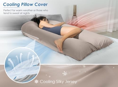 QUEEN ROSE Extra Long U Shaped Body Pillow, Cooling Pregnancy Pillows for Sleeping, 65 Inch Full Body Support Maternity Pillow for Adults, Support for Back, Hip, Legs for Pregnant Women, Nomad - Image 5