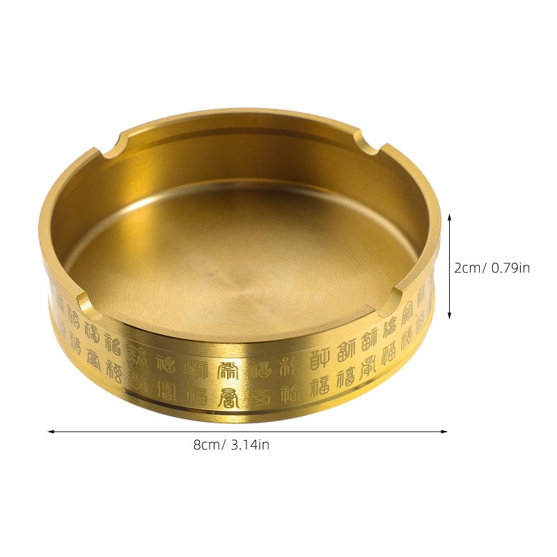 2Pcs Brass Ashtray Set Modern Minimalist Round Non Slip for Cigar Cigarette Living Room Patio Bar Office - Image 3