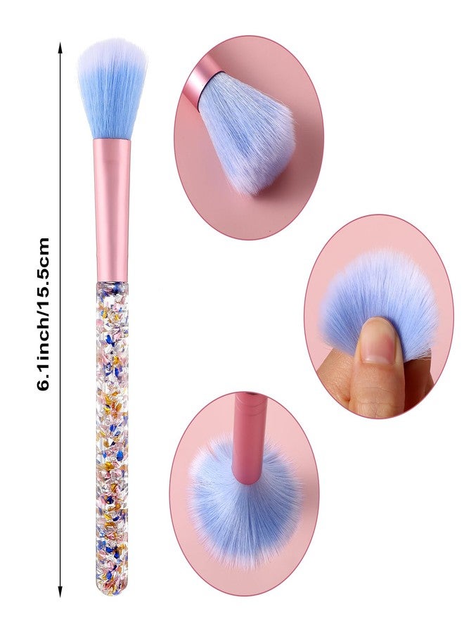 ولهيف مجموعة فرش مكياج كريستالية لامعة من WLLHYF مكونة من 7 قطع، فرش مكياج مروحية لامعة، فرشاة أحمر خدود، بودرة، ظلال شفاه، فرشاة حواجب، فرشاة دمج ظلال العيون، فرشاة مكياج احترافية بمقبض مزين بالترتر للنساء (أزرق) - Image 2