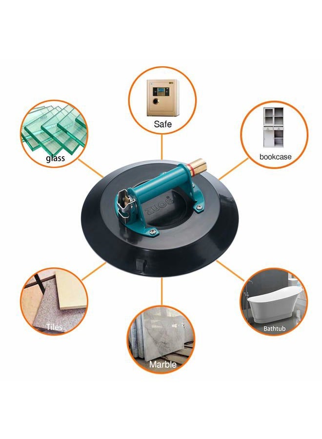 ZUOS 12" Heavy Duty Vacuum Suction Cup for Granite & Glass Lifting, Glass Suction Cup Vacuum Glass Lifter with Metal Handle and Brass Pump,300lbs Load Capacity (12-Mental) - Image 3
