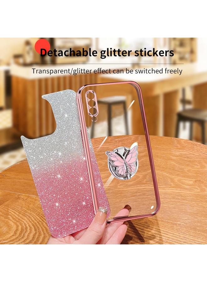 S-TOP Case For Samsung Galaxy A70 Plated Gradient Glitter Butterfly Holder TPU Phone Case - Image 4