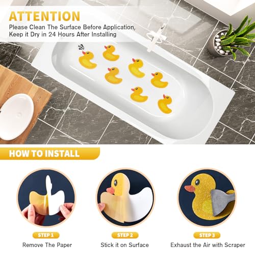 Nodirz 20 PCS Non Slip Bathtub Stickers, Cute Duck Creature Shower Stickers for Kids, Bathtub Non Slip and Adhesive Decals Scraper for Safety Bathroom Tubs, Shower Floor, Stairs - Image 4