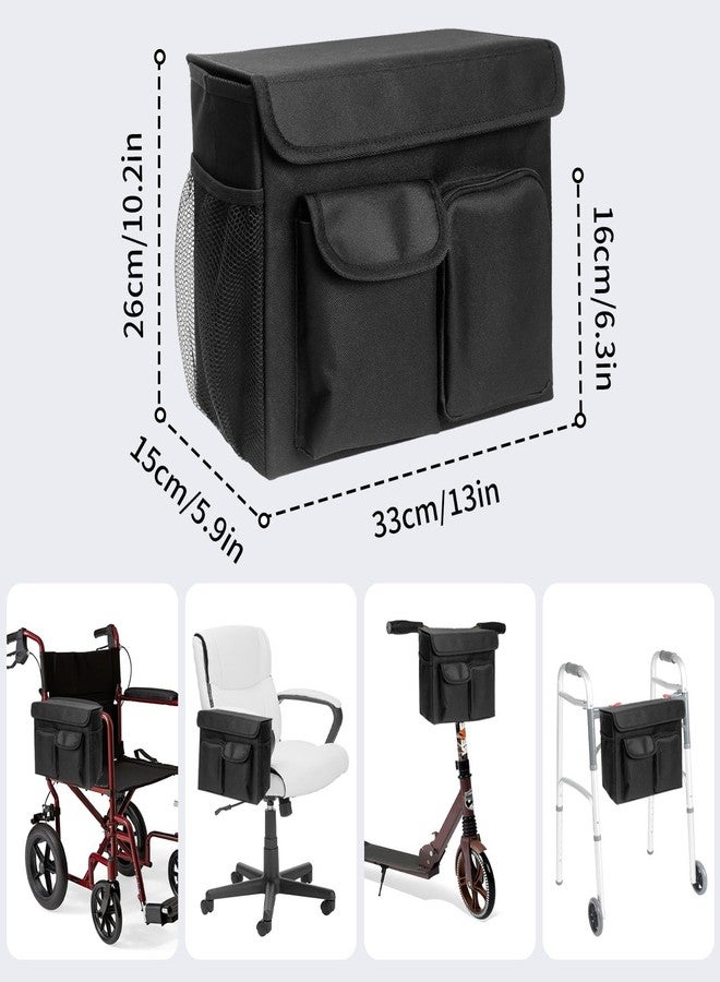 Jenlan Mobility Scooter Bag for Wheelchairs & Rollators - 13x5.9x10.2inch Storage Organizer Pouch with Laptop Pocket, Cup Holders | Waterproof Scooter Basket for Essentials, Phones, Accessories - Image 2