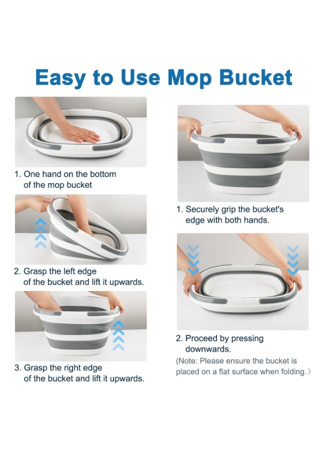 Collapsible Mop Bucket with Handle for Cleaning, 16L Silicone Square Mopping Bucket for Windows Cleaning or Car Washing, Cleaning Supplies Organizer Plastic Bucket for Storage - Image 3