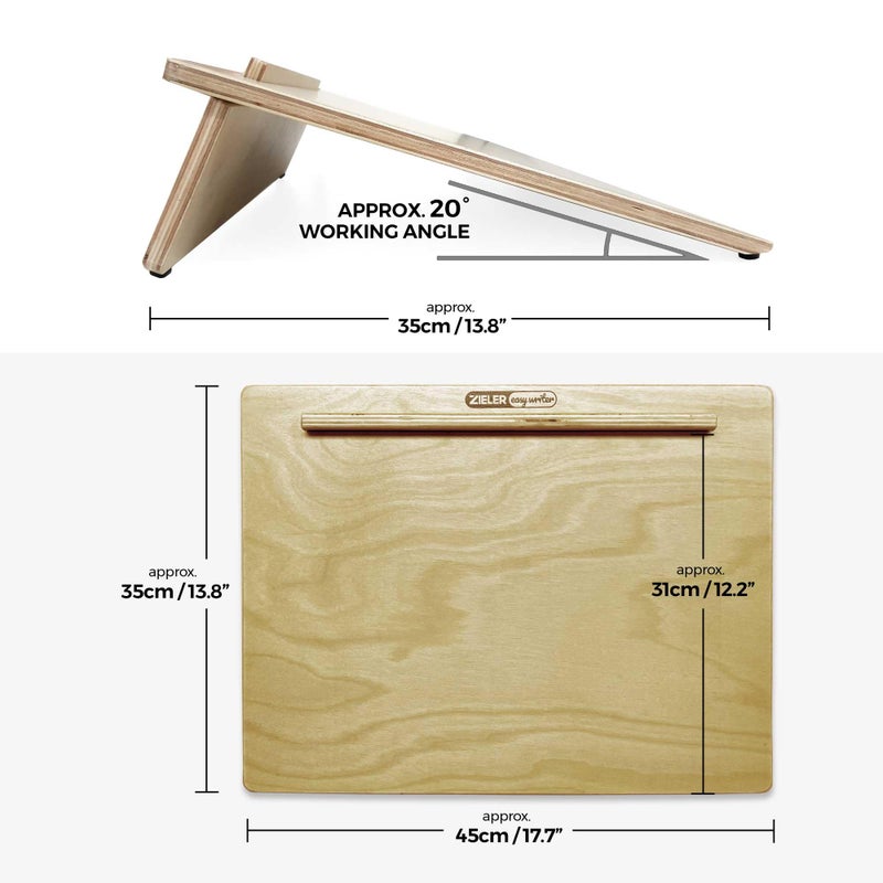 Zieler Ergonomic A3 Writing Slope with GRIP MAT for Better Writing Posture & Comfort Easywriter. Lacquered Wood with 20Â° Angle. Suitable for Children & Adults. Space Saving Design - Image 5