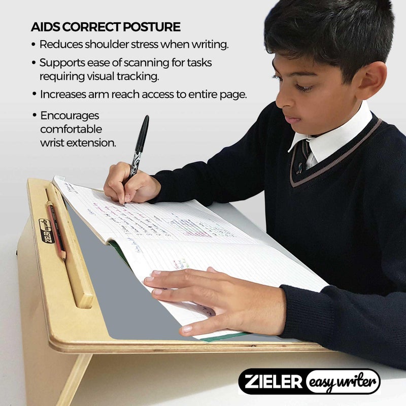 Zieler Ergonomic A3 Writing Slope with GRIP MAT for Better Writing Posture & Comfort Easywriter. Lacquered Wood with 20Â° Angle. Suitable for Children & Adults. Space Saving Design - Image 2