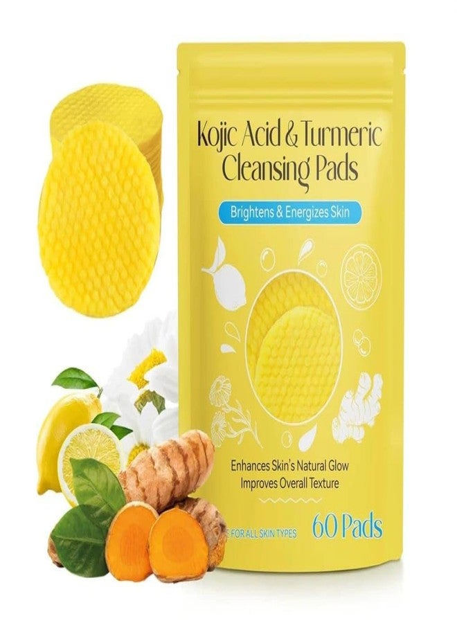 PIHARVA Turmeric and Kojic Acid Face Cleansing Pads for Dark Spots, Acne & Skin Brightening - With Vitamin C, Retinol & Chamomile - Exfoliating Wipes for Men & Women - Suitable for All Skin Types (120 Pcs) - Image 1