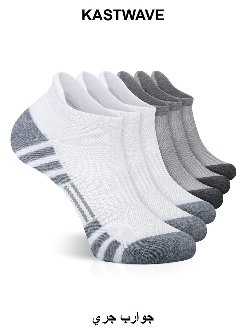 KASTWAVE Ankle Athletic Running Socks Cushioned Breathable Low Cut Sports Tab Socks for Men and Women (6 Pairs) - Image 1