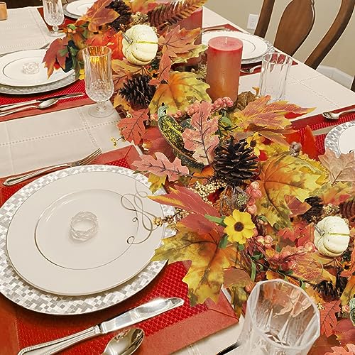 Artgar Fall Garland - 6 Ft Maple Leaf Pumpkin Berry Garland - Fall Decor Garlands with 30 Warming Lights for Thanksgiving Halloween Mantel Table Indoor Outdoor Decor - Image 4