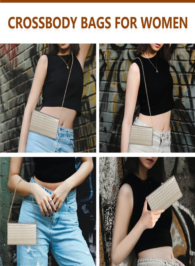 U+U Crossbody Bags for Women, Small Bag with Removable Chain, Card Slots & Phone Pocket - Lightweight Purse Wallet (8 Colors), Champagne Gold, 8" x 4.65" x 0.98", Contemporary - Image 5